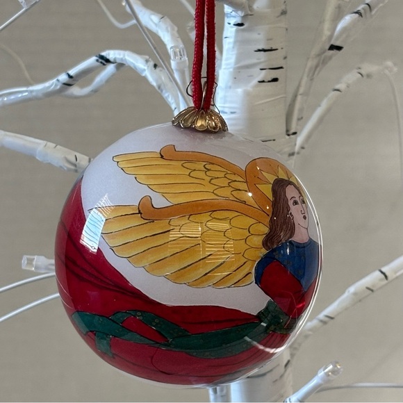 Angel Glass Ornament Reverse Painted 3" Holiday Tree Christmas - Picture 2 of 8